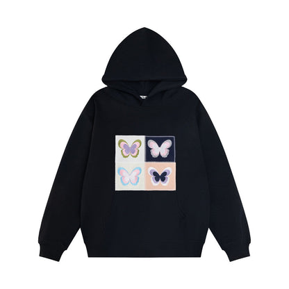 Hoodie with embroidered butterfly patch