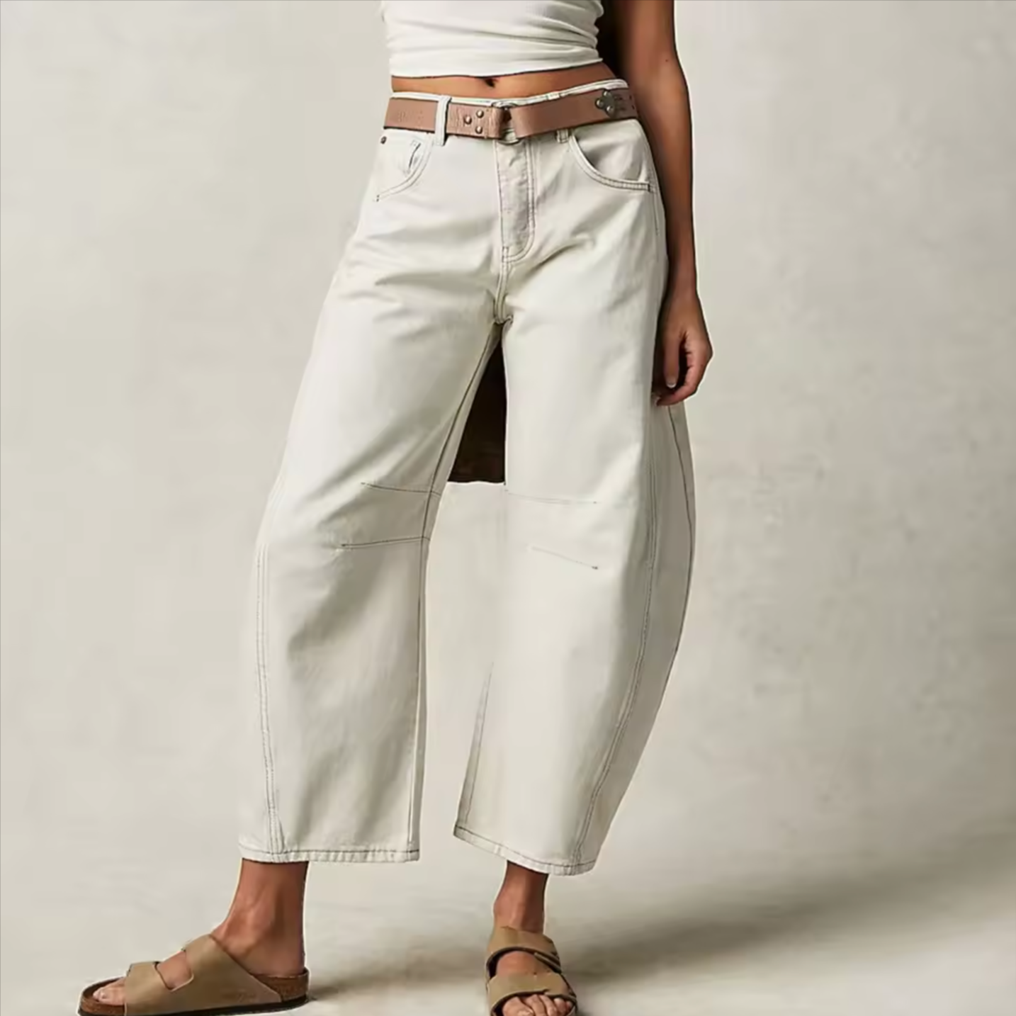 Women's Jeans – Relaxed Fit – Barrel Leg – Animal Print – Full Length – Denim