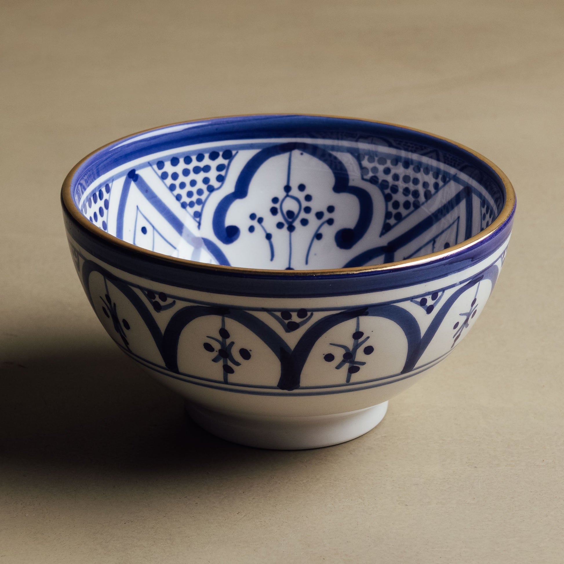Fez Blue Bowl - Moroccan Dinnerware Adorned with 12 Carat Gold Accents - TrendAura