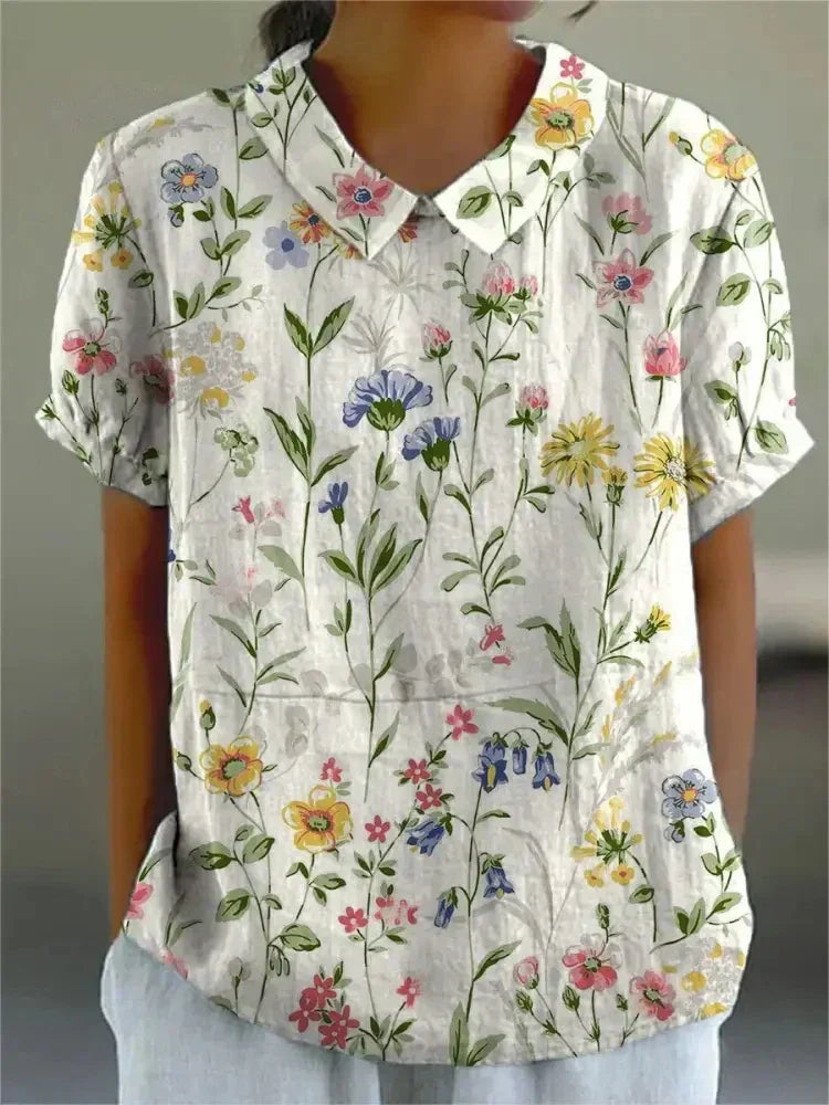 Women's blouse with floral pattern | short sleeve