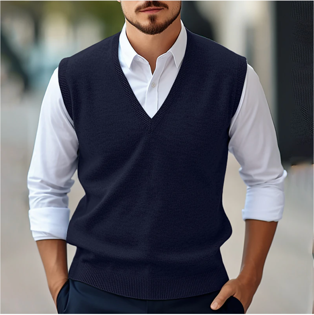Adam Mens V Neck Knitwear Vest For Office Wear And Everyday Sophisticated Style Layering Essential