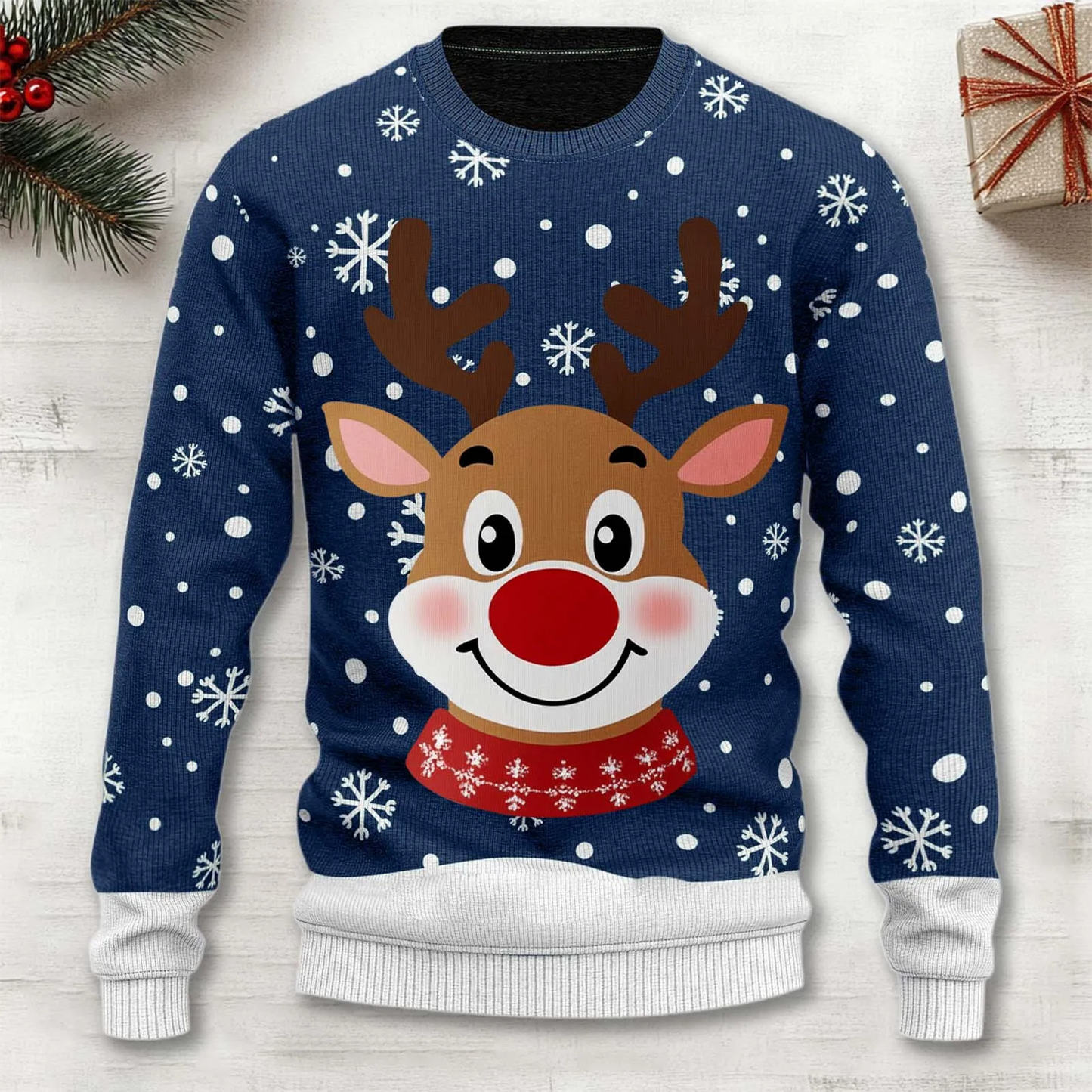Unisex Cartoon Reindeer Sweater | Cozy Christmas