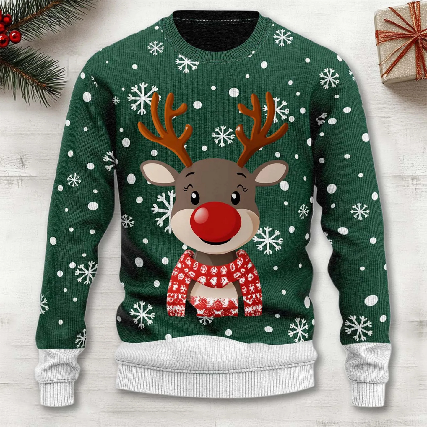 Unisex Cartoon Reindeer Sweater | Cozy Christmas