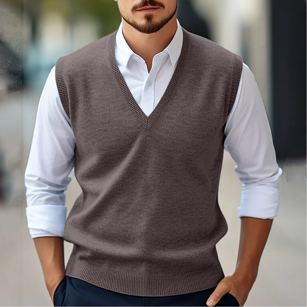 Adam Mens V Neck Knitwear Vest For Office Wear And Everyday Sophisticated Style Layering Essential