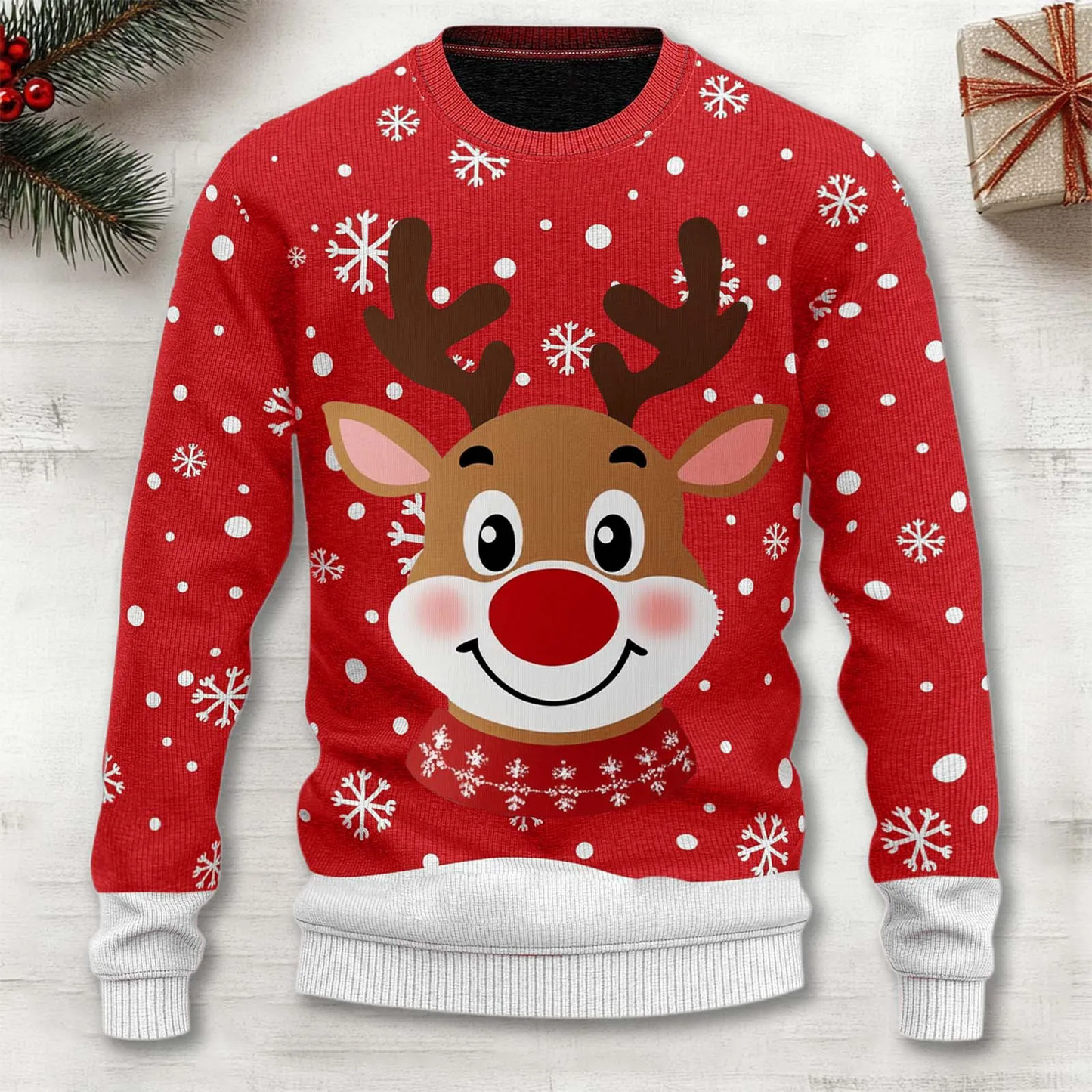 Unisex Cartoon Reindeer Sweater | Cozy Christmas