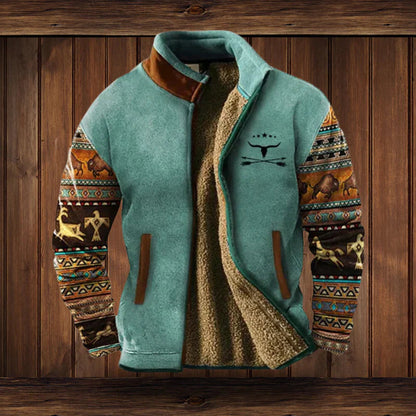 Andrew Mens Trendy Cozy Tribal Winter Coat With Warmth And Heritage Pattern By TrendAura