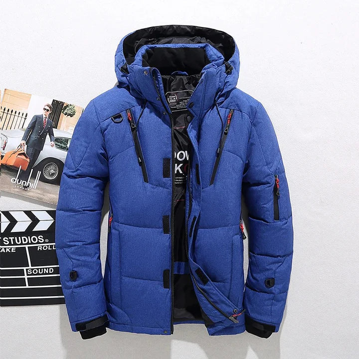 Men's Windproof Winter Jacket Padded Puffer With Hood For Cold Weather And Skiing Enthusiasts