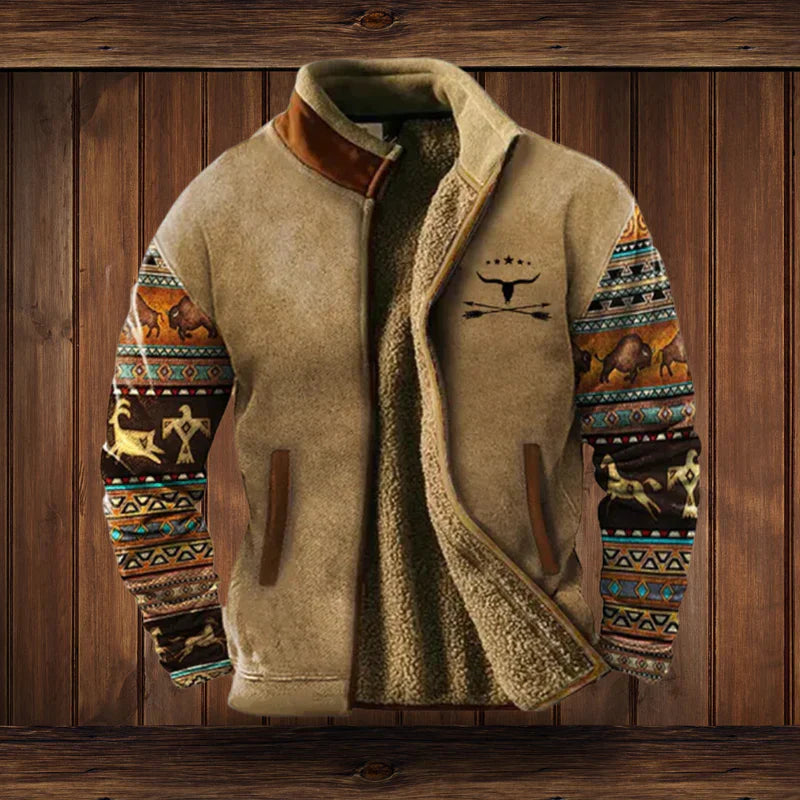 Andrew Mens Trendy Cozy Tribal Winter Coat With Warmth And Heritage Pattern By TrendAura