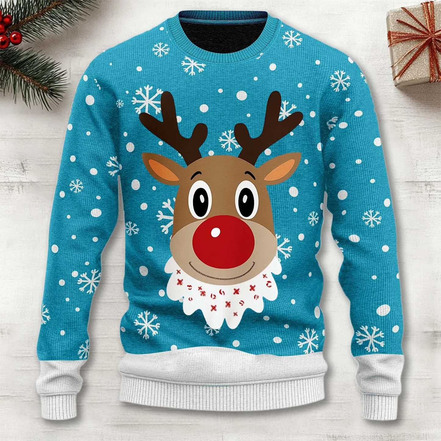 Unisex Cartoon Reindeer Sweater | Cozy Christmas
