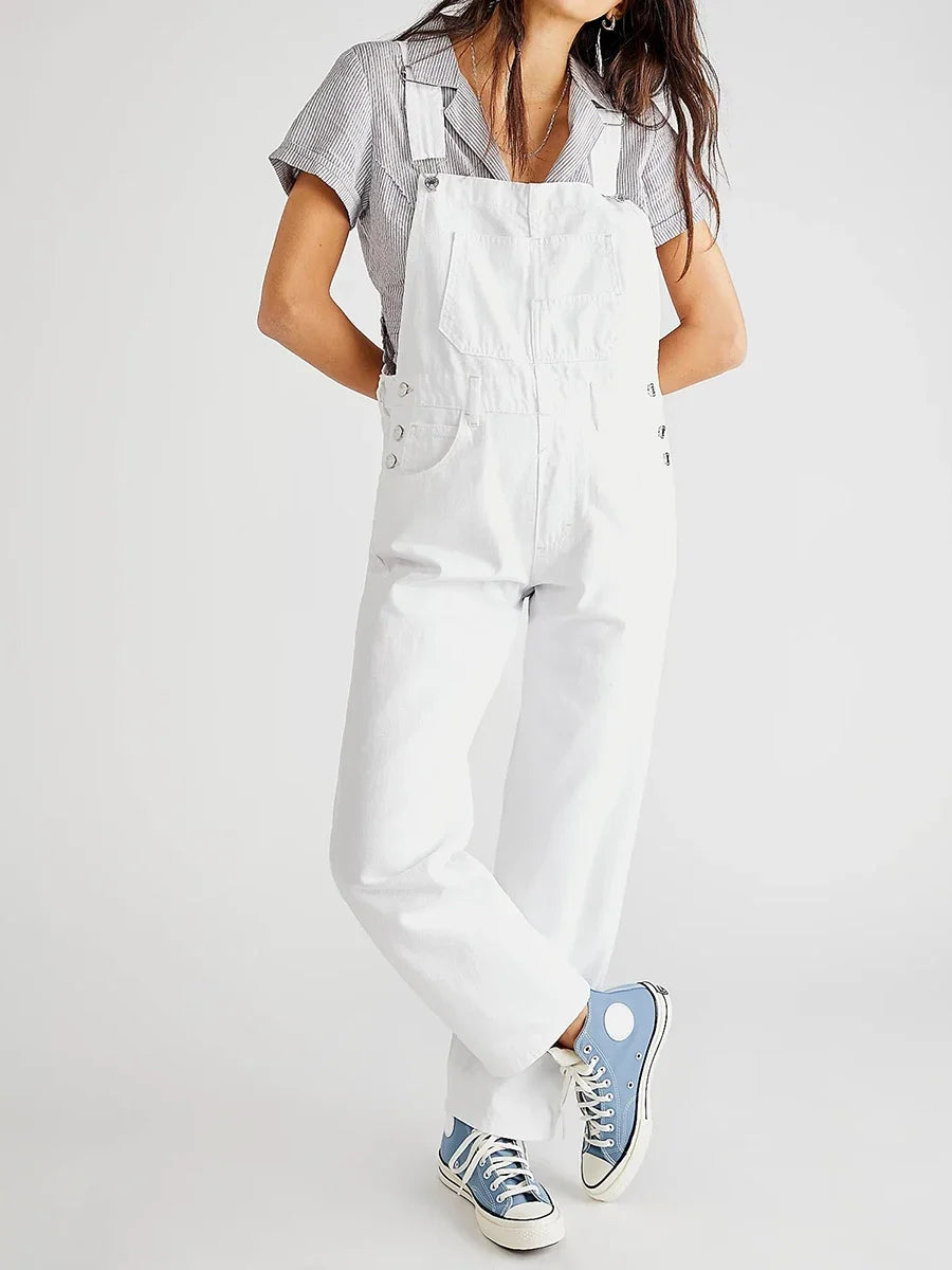 Classic denim jumpsuit for women with a relaxed fit and stretchy comfort | Freja
