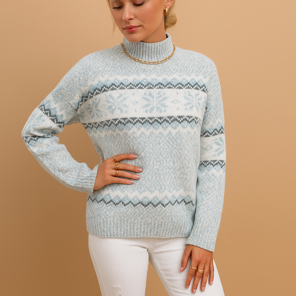 Turtleneck knit with snowflakes for women | Ilse