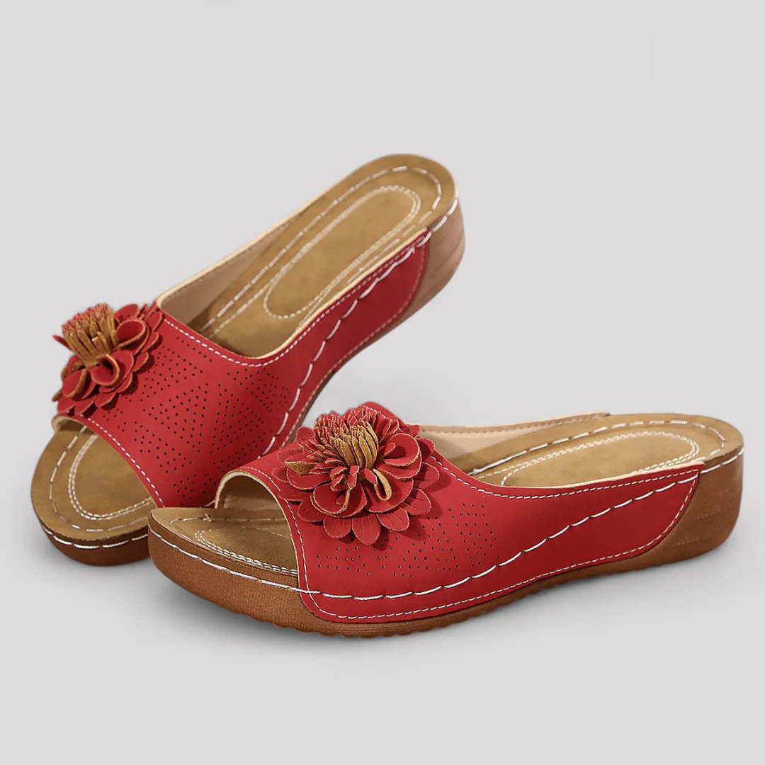 Maribel Ergonomic Floral Sandal With Orthopedic Footbed For Women All Day Comfort And Support