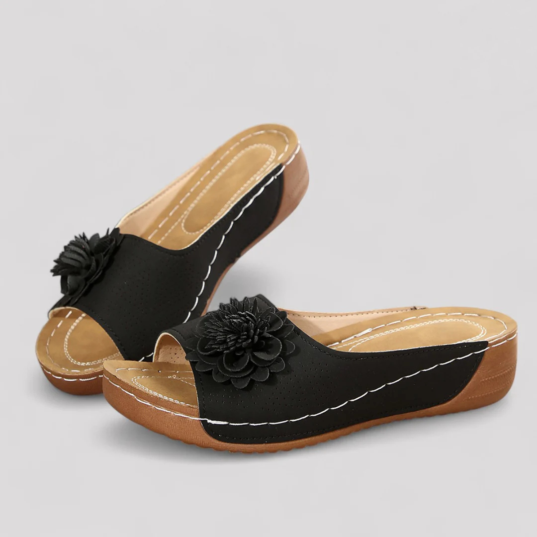 Maribel Ergonomic Floral Sandal With Orthopedic Footbed For Women All Day Comfort And Support