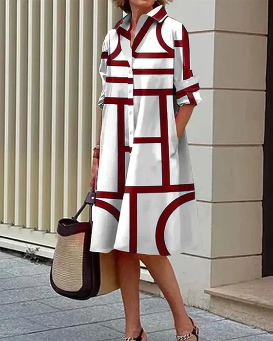Women’s Geometric Shirt Dress | Elegant
