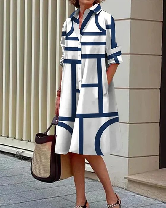 Women’s Geometric Shirt Dress | Elegant