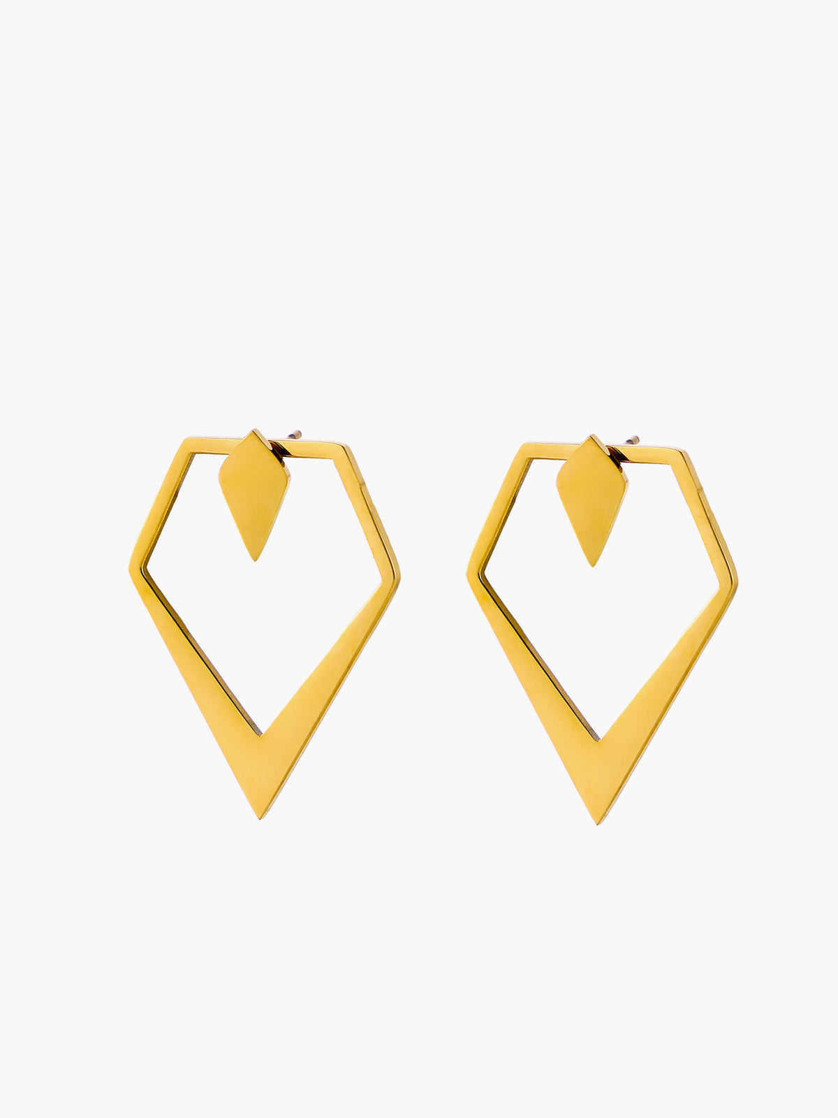 Geometric V-Shaped Gold Stud Earrings - TrendAura