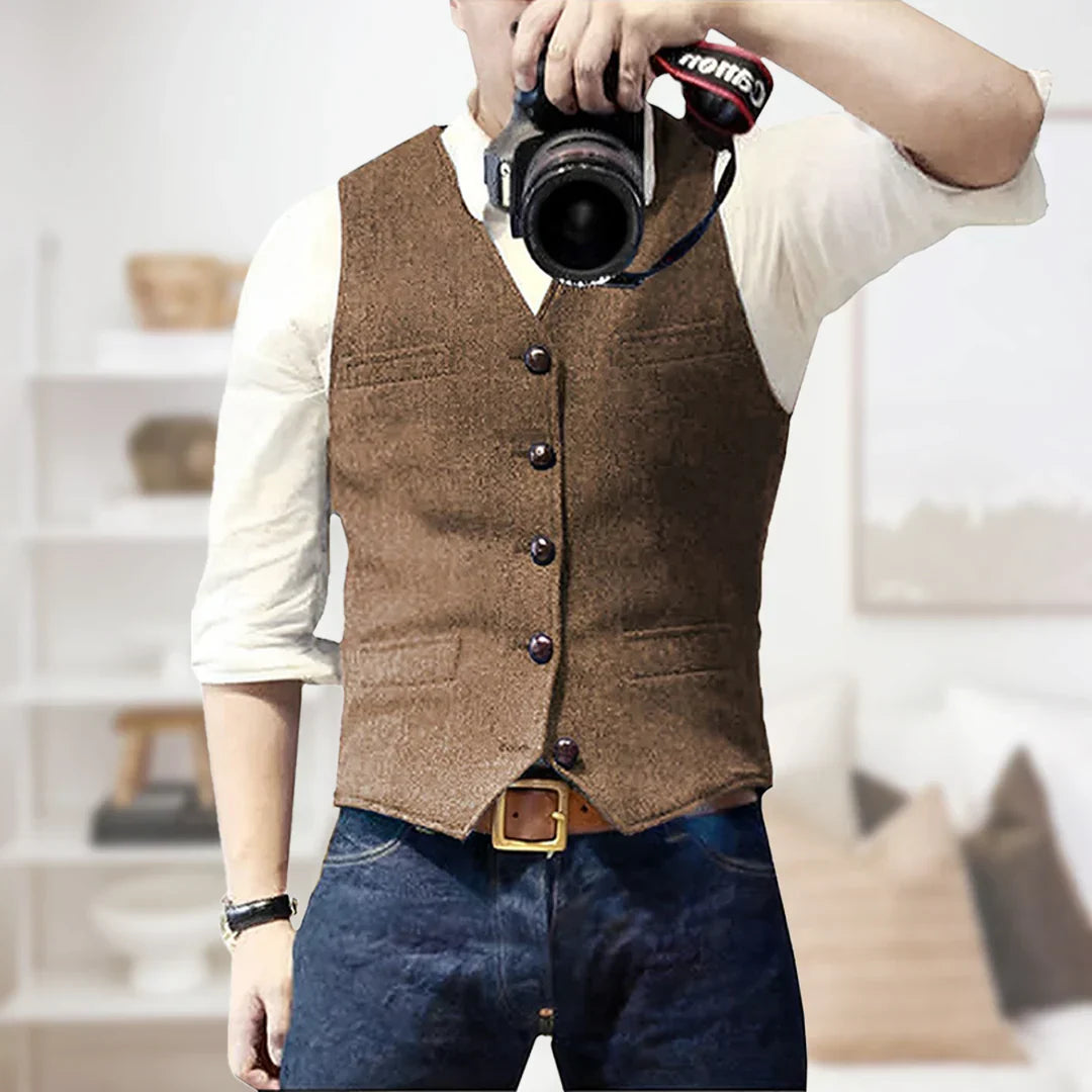 Men's Longline Knit Waistcoat Smart Casual Layering Vintage Inspired Modern Twist