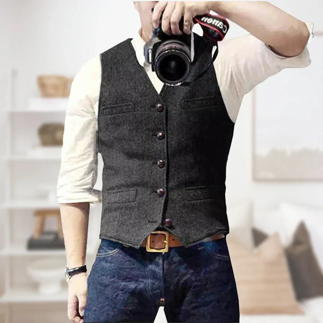 Men's Longline Knit Waistcoat Smart Casual Layering Vintage Inspired Modern Twist
