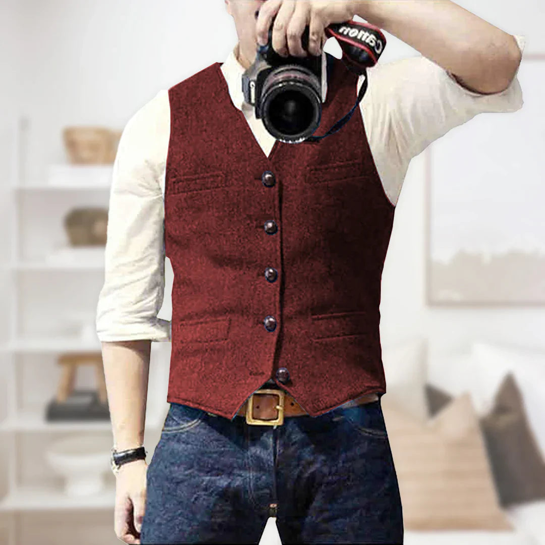 Men's Longline Knit Waistcoat Smart Casual Layering Vintage Inspired Modern Twist