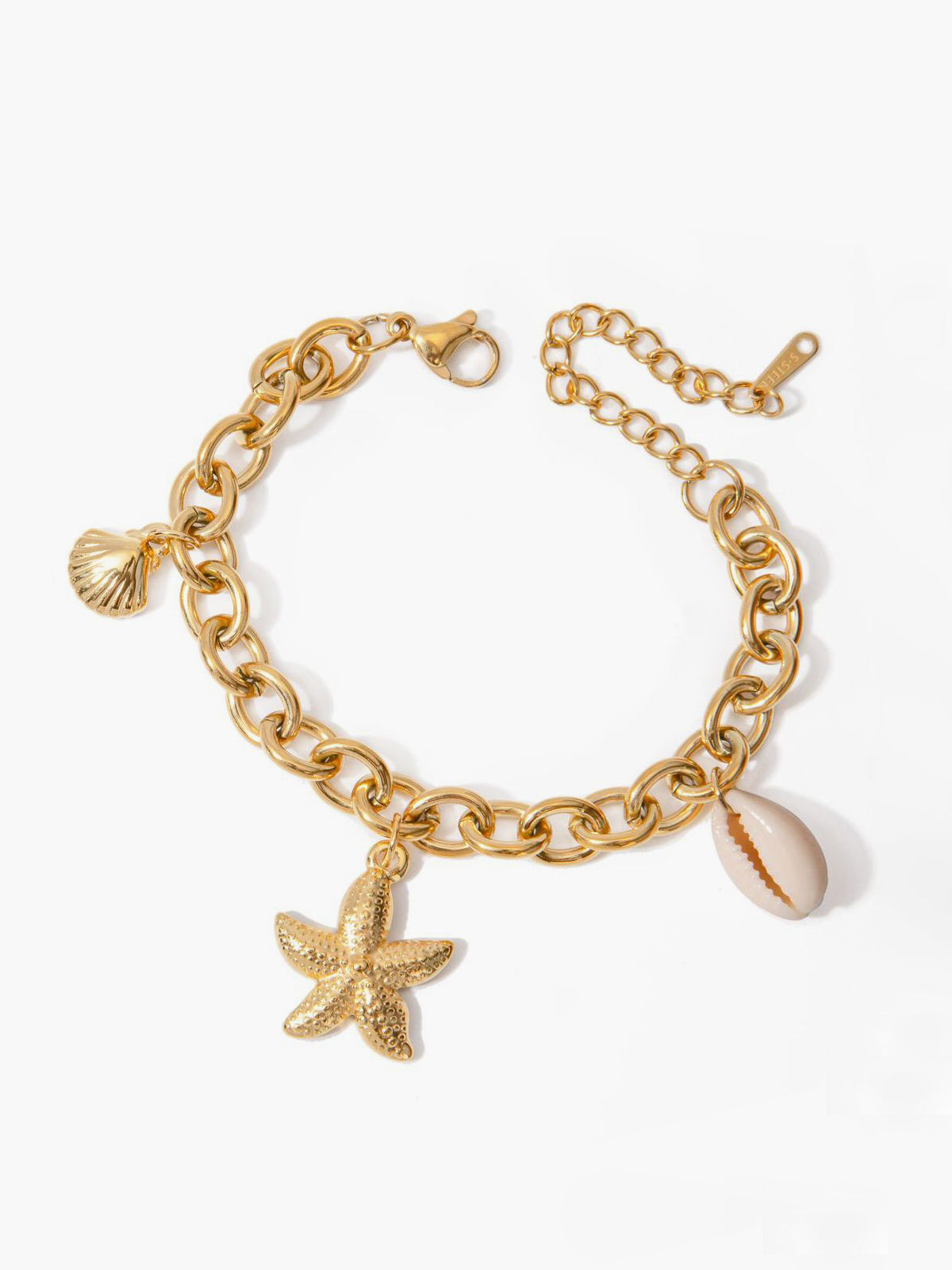Gold Chain Seashell Charm Bracelet - TrendAura