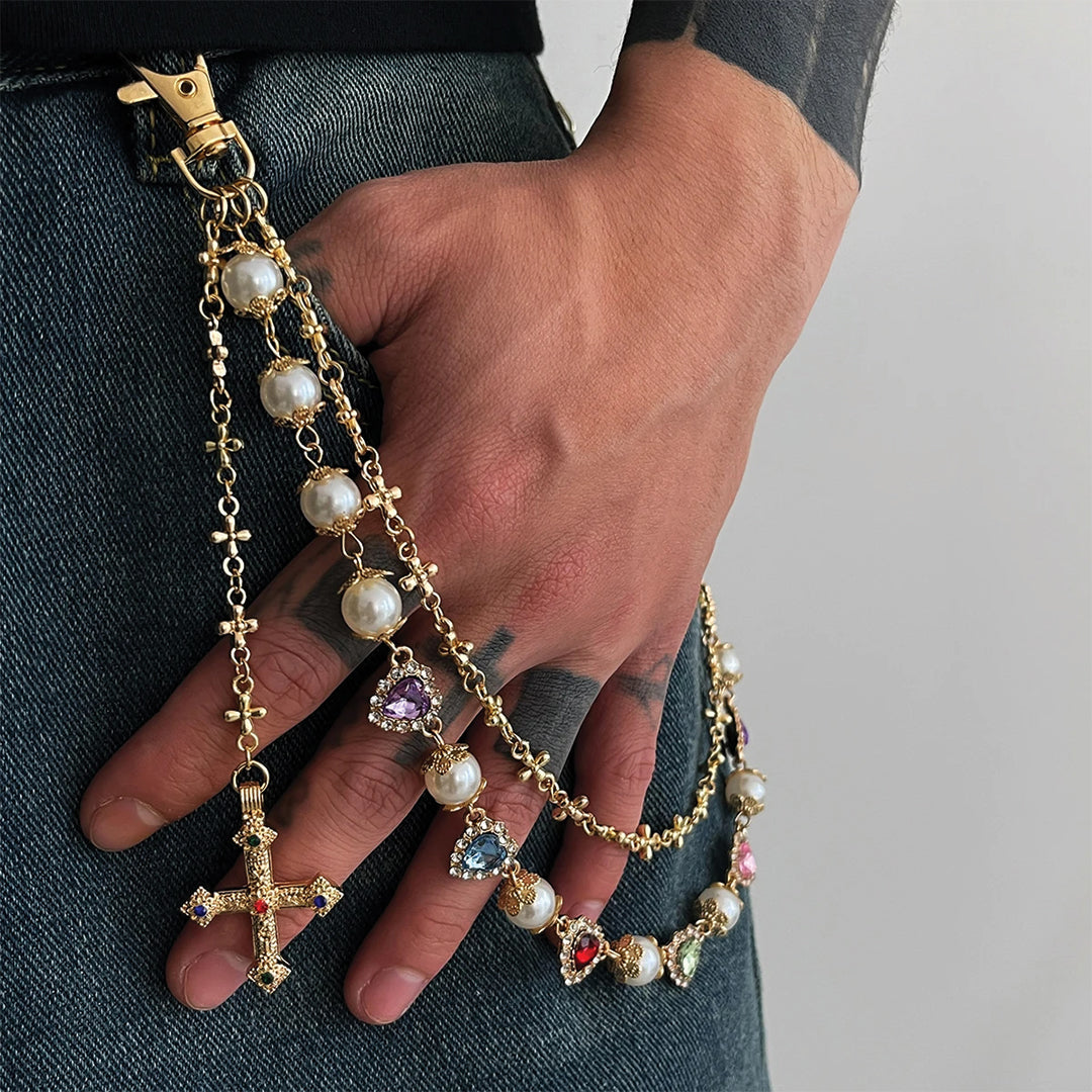 Hearts on Lock Wallet Chain