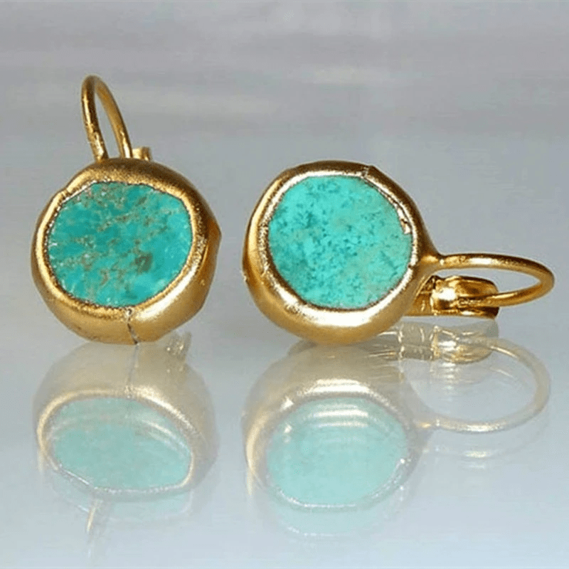 Women's Stone Earrings with Gold and Turquoise Design - TrendAura