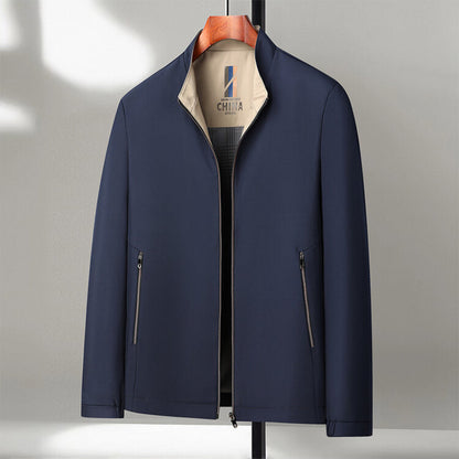 Graham Mens Stand Collar Windproof Jacket For Autumn And Winter With Loose Fit And Zip Up For Daily Commute