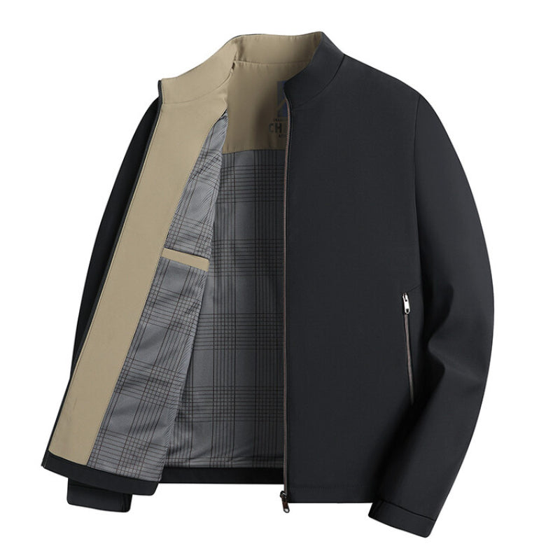 Graham Mens Stand Collar Windproof Jacket For Autumn And Winter With Loose Fit And Zip Up For Daily Commute