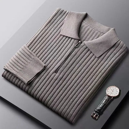 Grant Ribbed Zip Neck Sweater For Men By TrendAura Modern Knit Top With Comfortable Fit