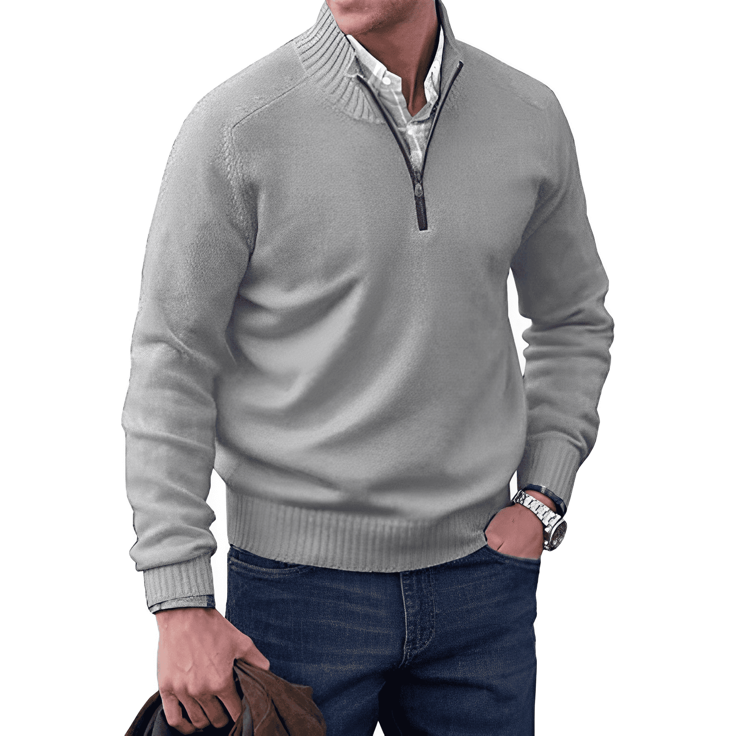 Evan Men's Knitted Half-Zip Pullover Jumper for Layering Warmth and Everyday Comfort By TrendAura
