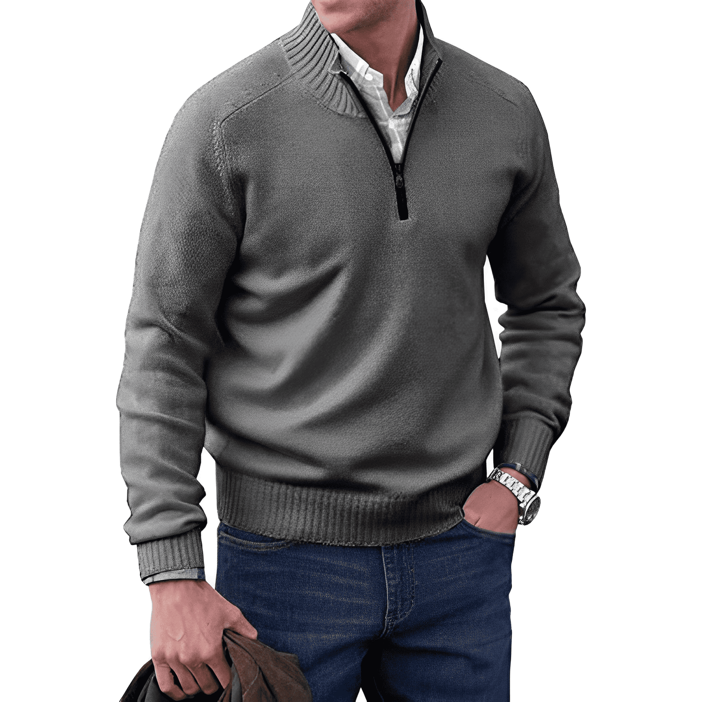 Evan Men's Knitted Half-Zip Pullover Jumper for Layering Warmth and Everyday Comfort By TrendAura