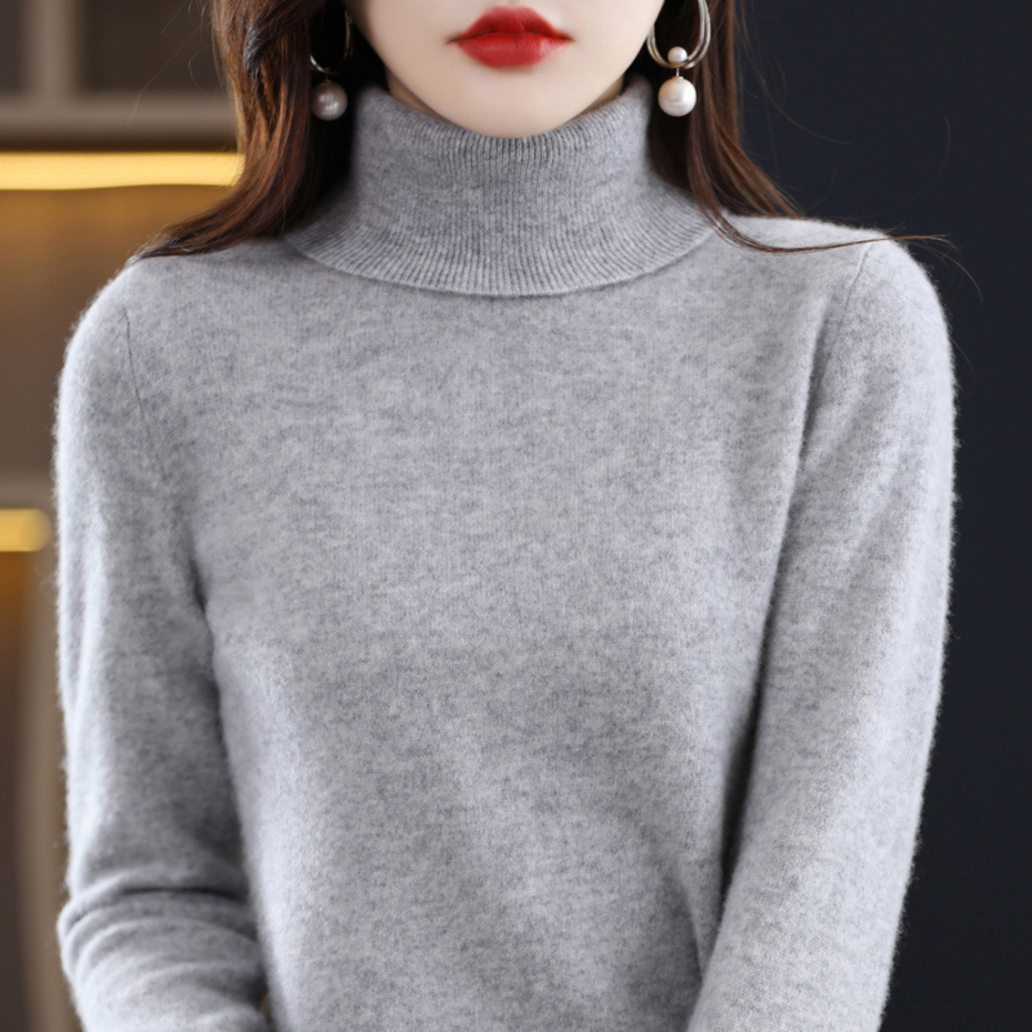 Elena Luxury Cashmere Turtleneck Sweater For Women Soft Cozy Knit All Season Elegance