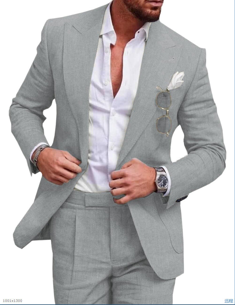 Modern Groom Linen Wedding Suit For Groomsmen And Groom Breathable Lightweight And Tailored Fit