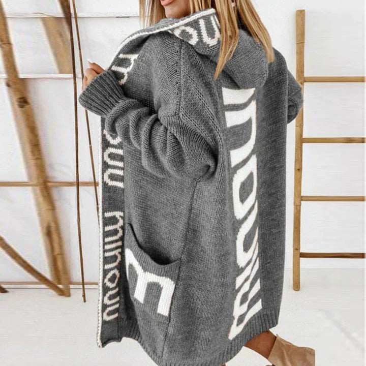Olivia Cozy Cardigan For Women Featuring Soft Knit Comfort And Trendy Contrasting Print