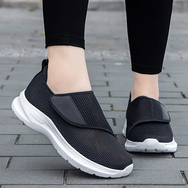 PARUSM Orthopedic Wide Fit Shoes For Swollen Feet And Diabetes Relief Breathable Mesh Adjustable Fit All Day Comfort