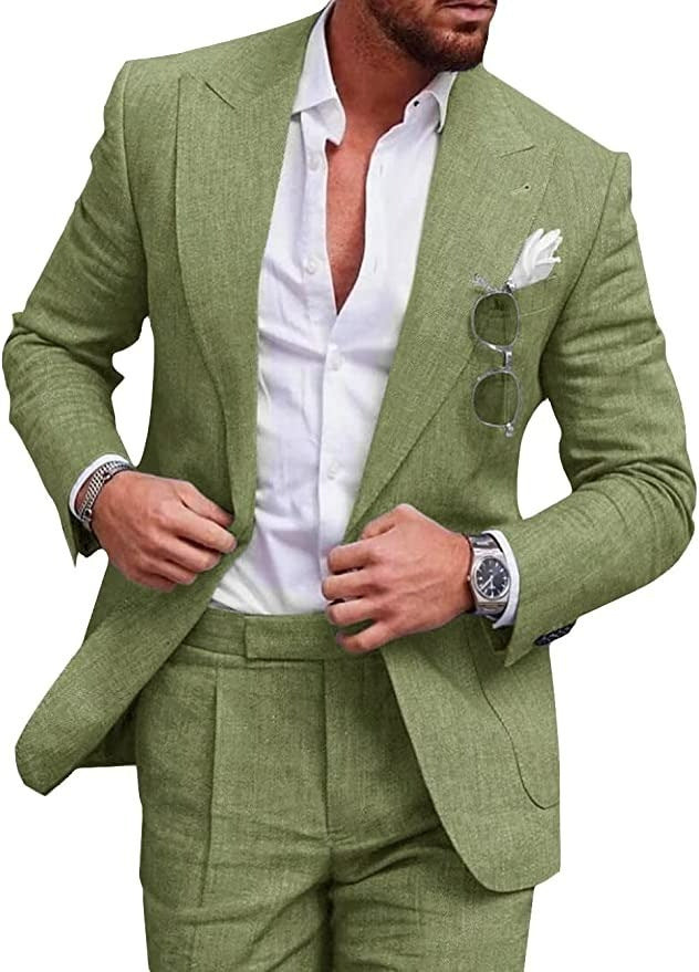 Modern Groom Linen Wedding Suit For Groomsmen And Groom Breathable Lightweight And Tailored Fit