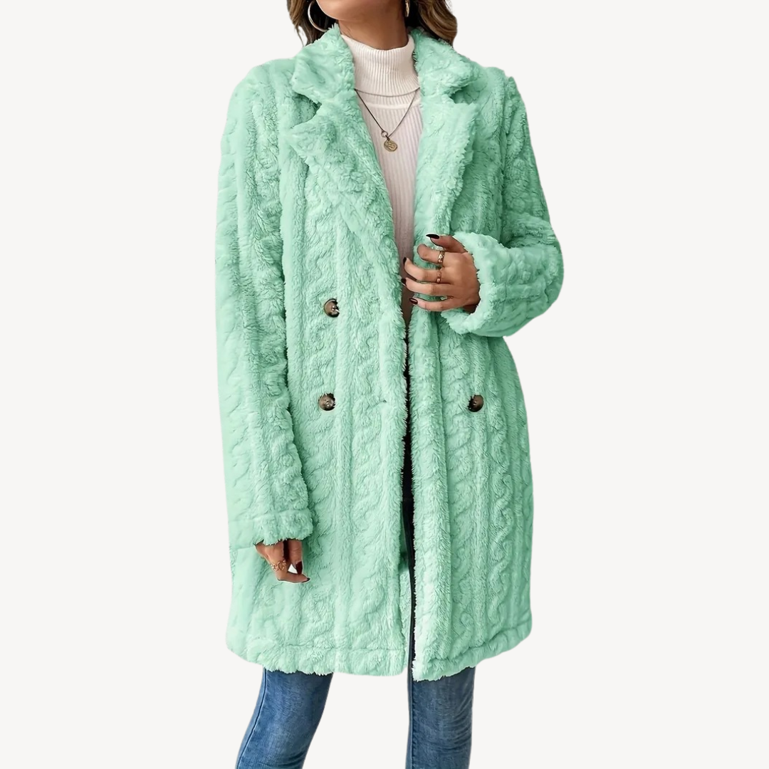 Women’s Stylish Double-Breasted Fur Coat | Chic