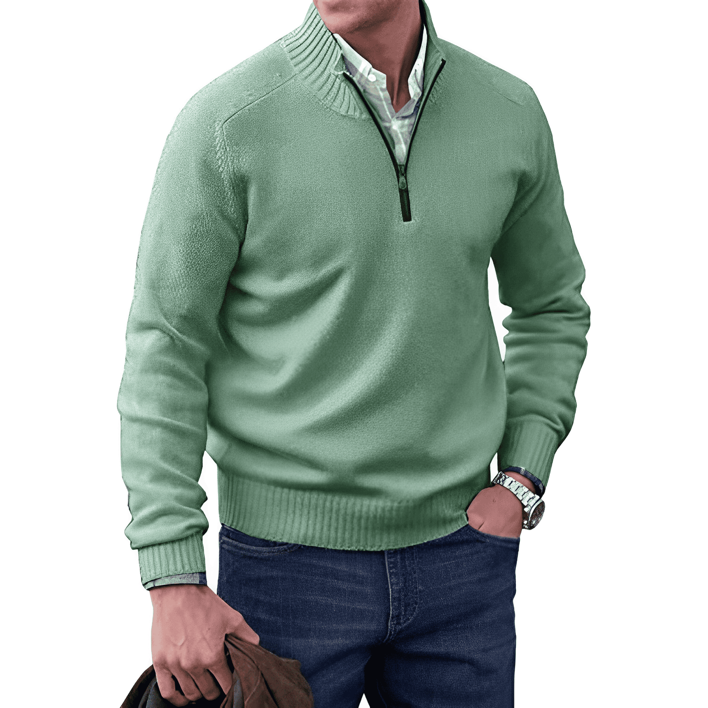 Evan Men's Knitted Half-Zip Pullover Jumper for Layering Warmth and Everyday Comfort By TrendAura