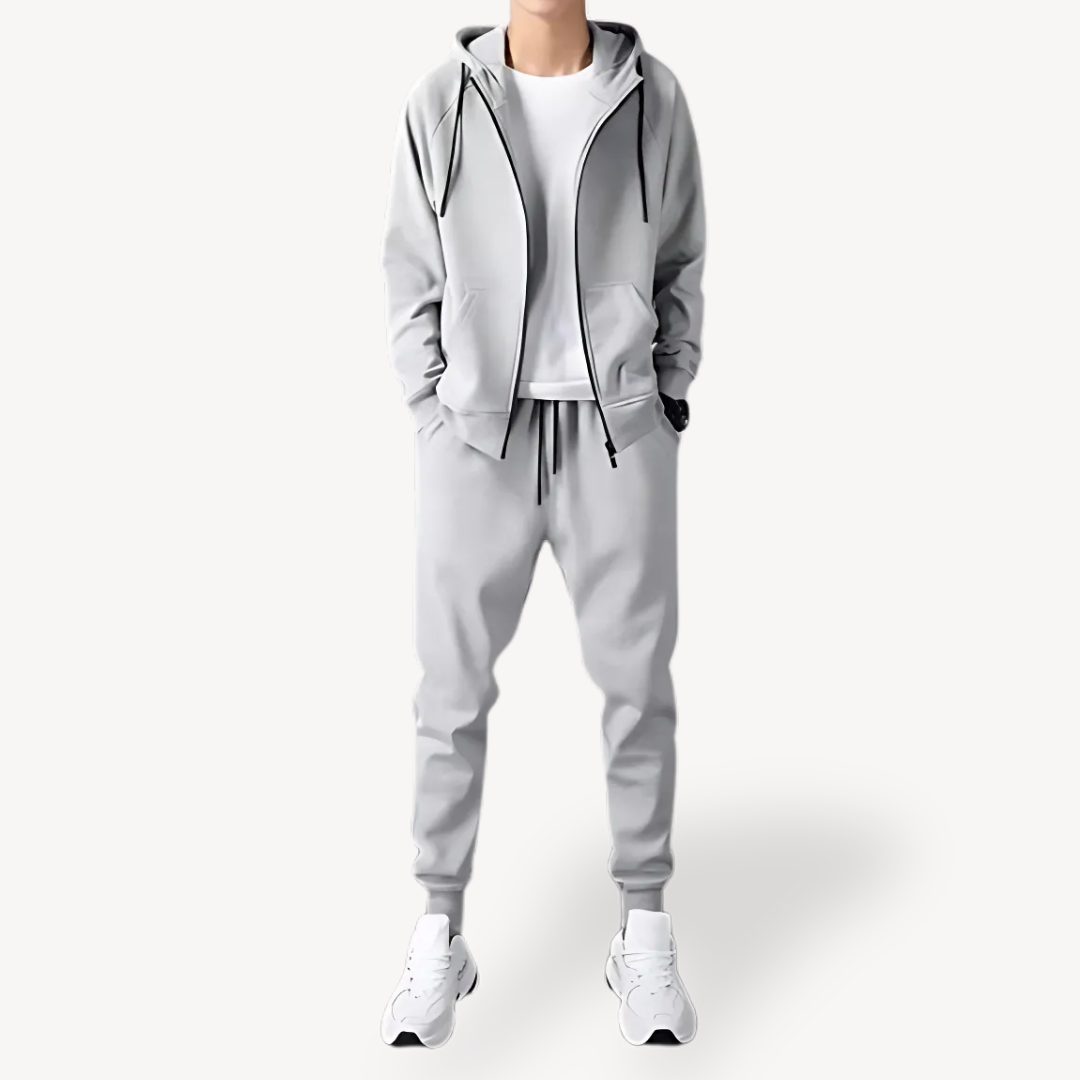 Mens Casual Tracksuit With Zip Hoodie And Joggers Set For Everyday Comfort And Style