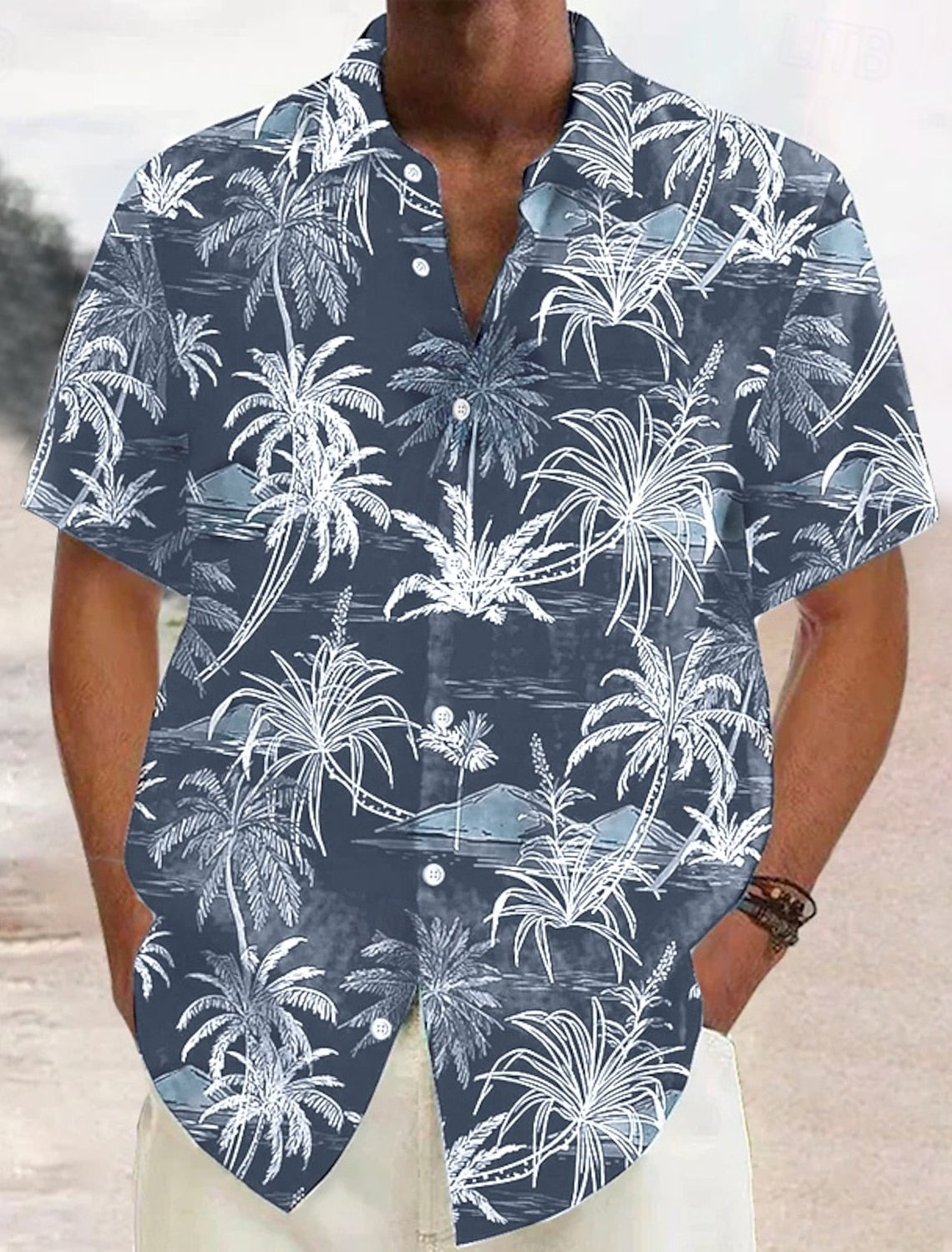 Hawaiian linen beach shirt for men - Laren