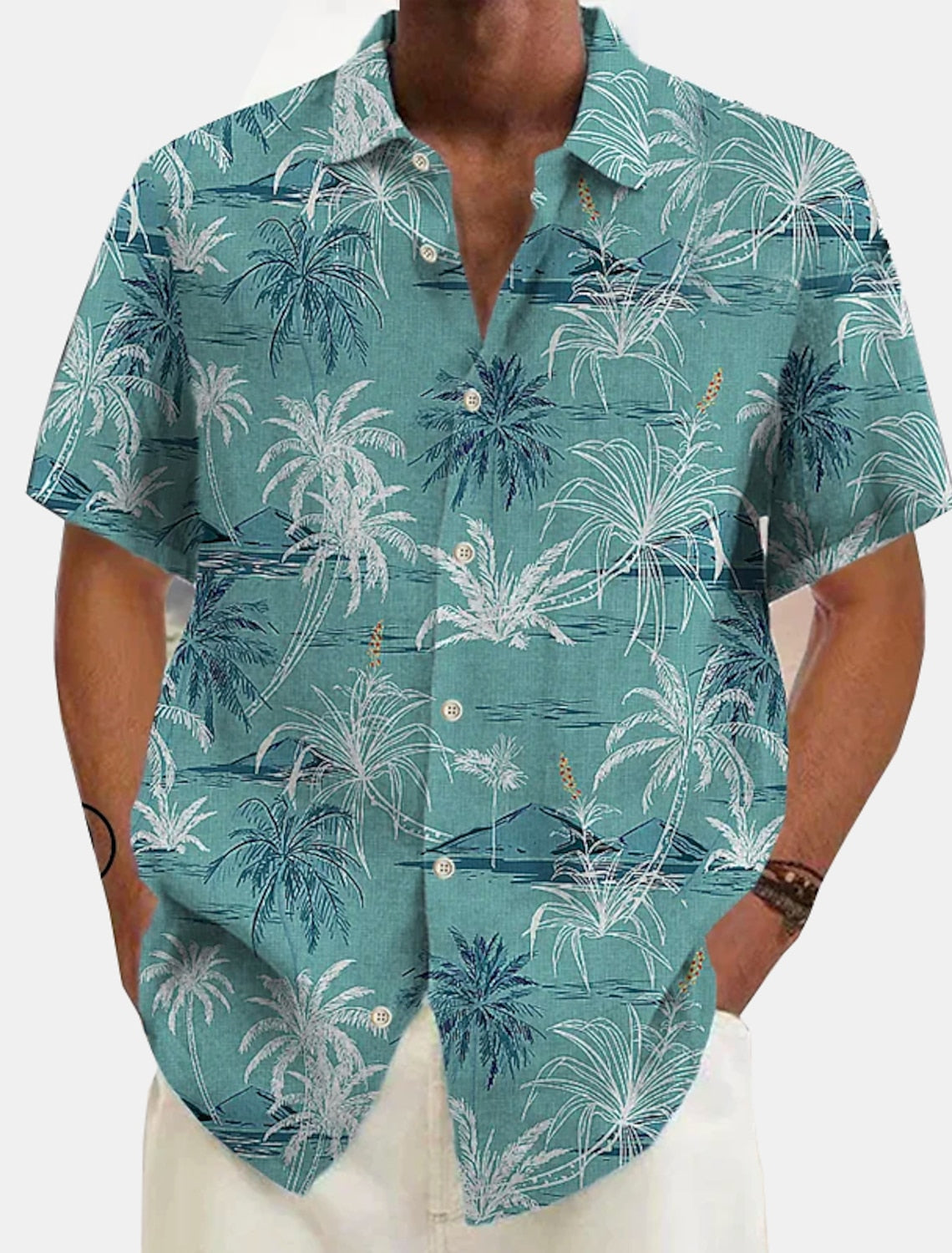 Hawaiian linen beach shirt for men - Laren