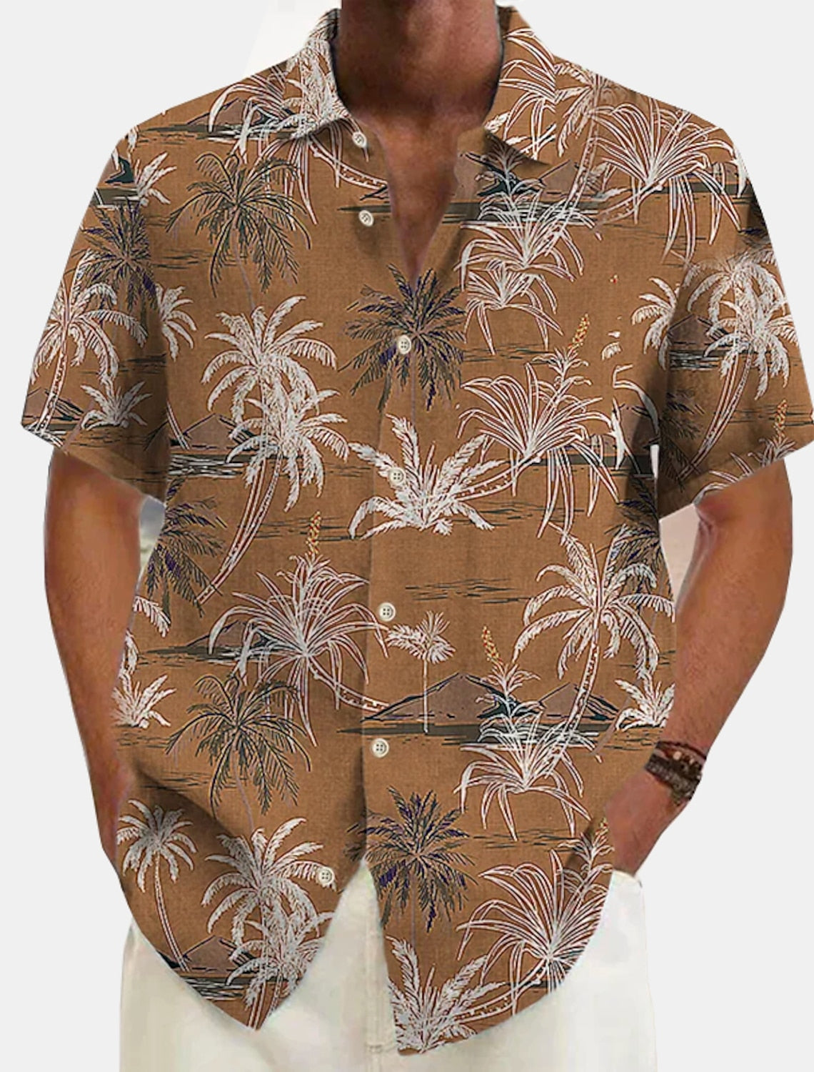Hawaiian linen beach shirt for men - Laren
