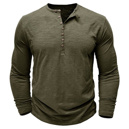 Justin Mens Long Sleeve Henley Shirt with Button Placket Dark Gray Casual Everyday Wear