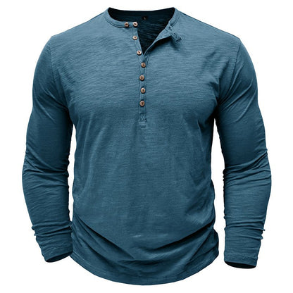Justin Mens Long Sleeve Henley Shirt with Button Placket Dark Gray Casual Everyday Wear