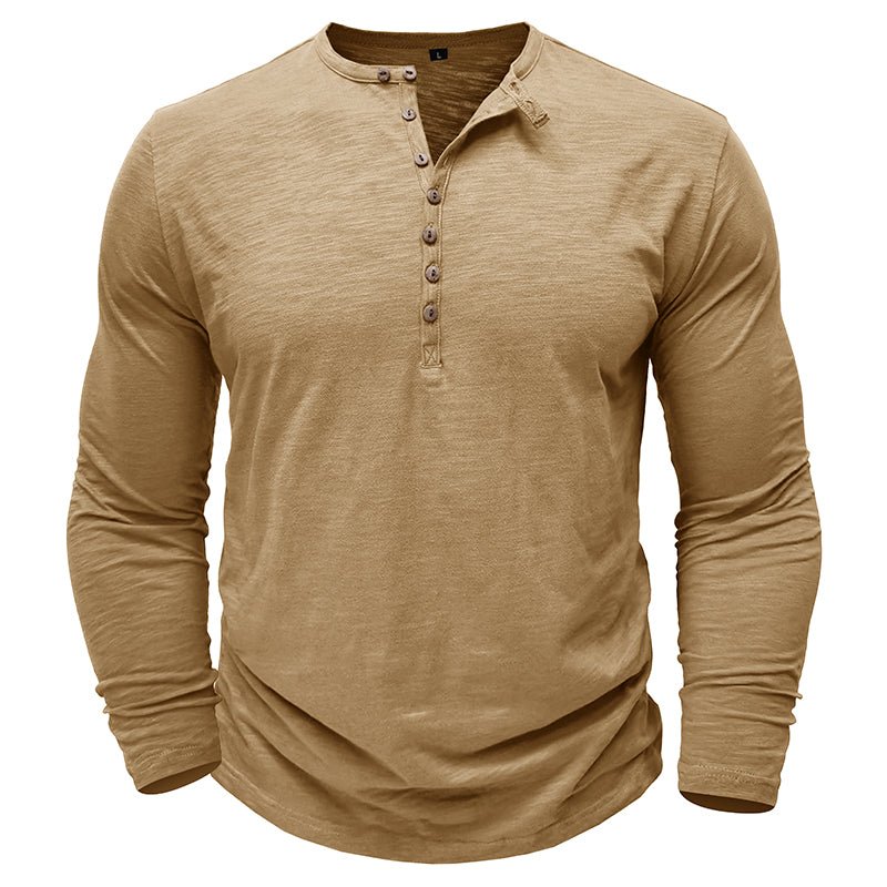 Justin Mens Long Sleeve Henley Shirt with Button Placket Dark Gray Casual Everyday Wear