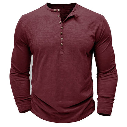 Justin Mens Long Sleeve Henley Shirt with Button Placket Dark Gray Casual Everyday Wear