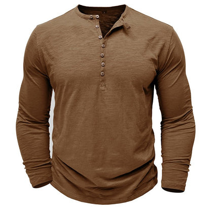 Justin Mens Long Sleeve Henley Shirt with Button Placket Dark Gray Casual Everyday Wear