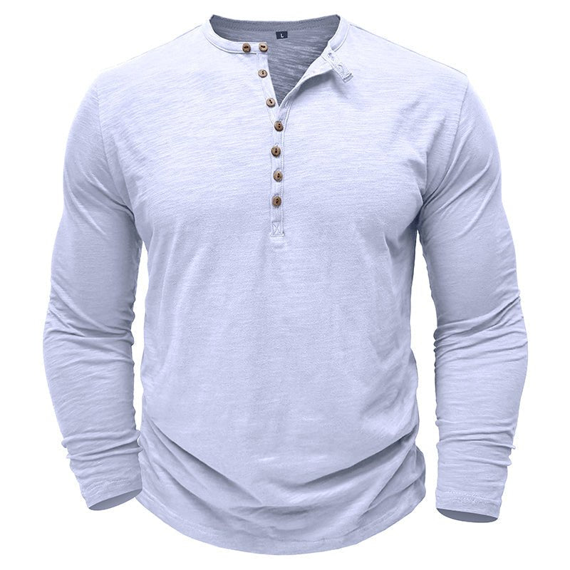 Justin Mens Long Sleeve Henley Shirt with Button Placket Dark Gray Casual Everyday Wear