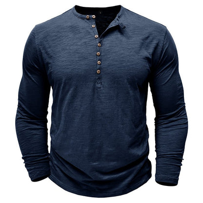 Justin Mens Long Sleeve Henley Shirt with Button Placket Dark Gray Casual Everyday Wear