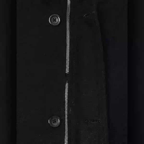 Howard High Neck Black Wool Coat For Men By TrendAura Stand Collar Button Front Winter Outerwear